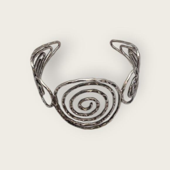 Hammered Silver Spiral Cuff Vintage  Bracelet - Picture 6 of 9